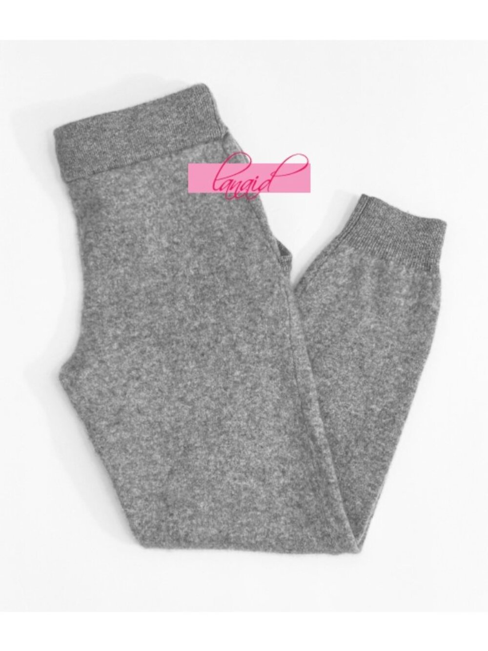 Alo High-Waist Cashmere Jet Set Pants Dove Grey Heather Knit Sweater Joggers XXS - Picture 5 of 8